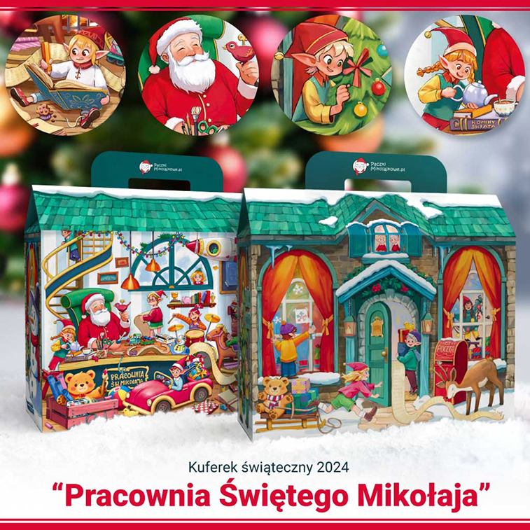 Świąteczny kuferek prezentowy dla dzieci Pracownia Świętego Mikołaja