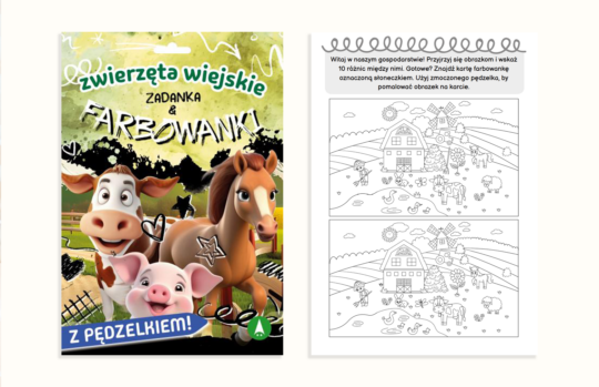 Zwierzęta wiejskie. Zadanka & farbowanki